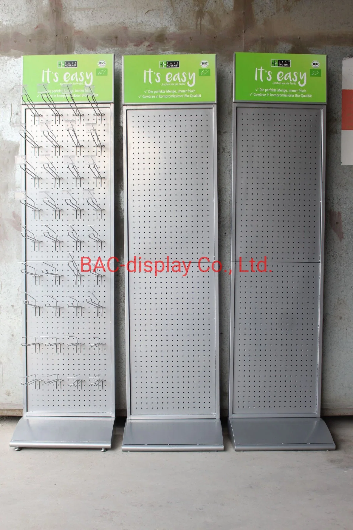 Flat Advertising Head Perforated Metal Pegboard Tools Exhibition Display Stand