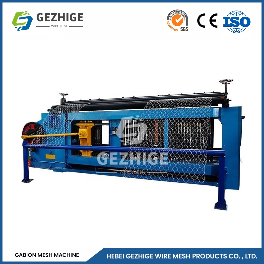 Gezhige Custom Automatic Wire Mesh Machine Manufacturing 60*80 mm Mesh Opening Woven Gabion Wire Machine China Infrared Ray Safety Gabion Packing Machine