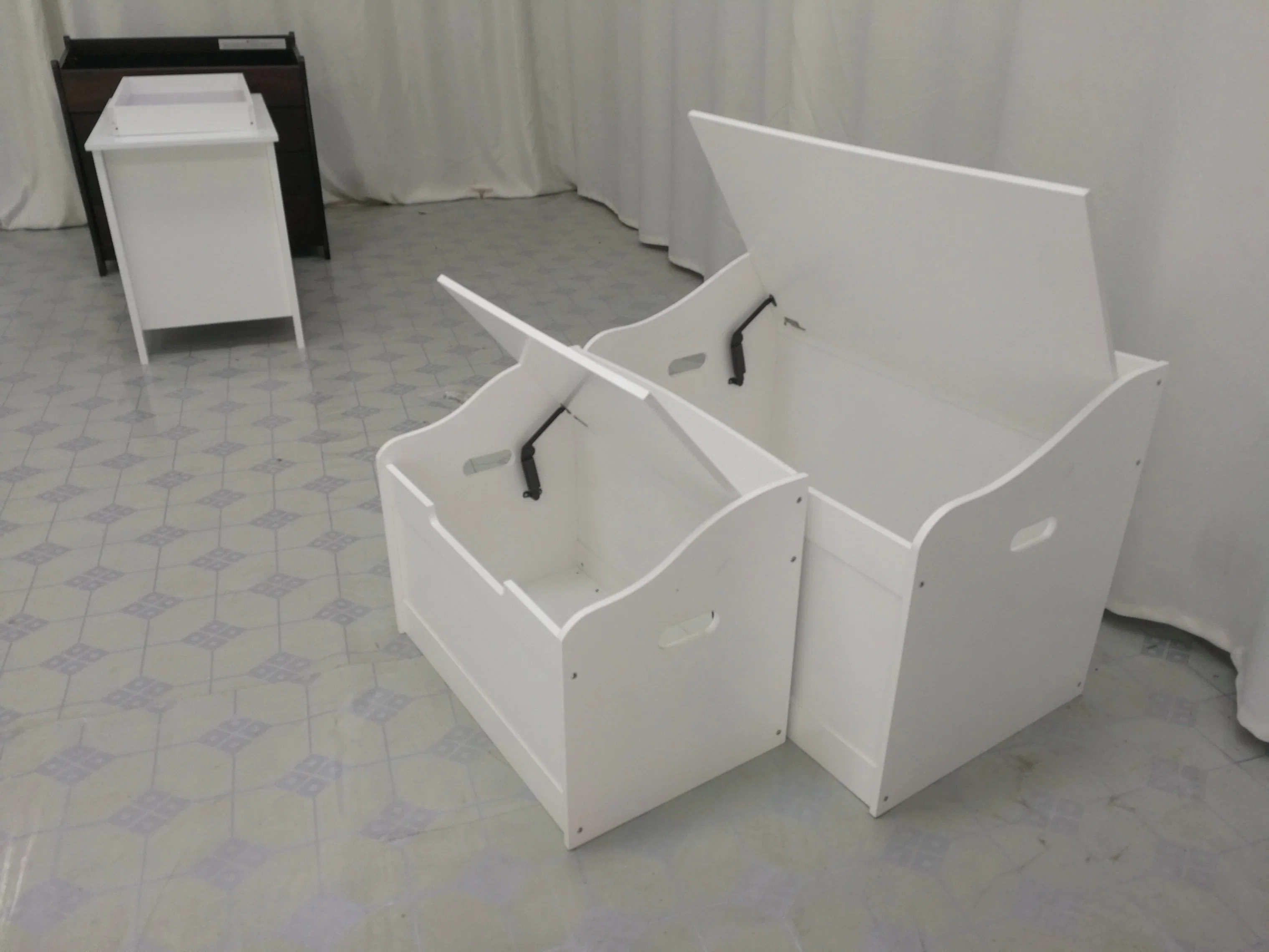 Caja de juguetes de madera grande blanco y el almacenamiento de pecho con banqueta de asientos para niños y bebés Niños y Niñas