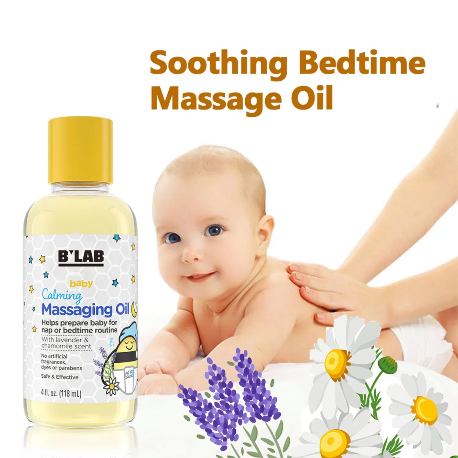 OEM ODM Chamomile and Lavender Baby Paraben Free Calming Massage Oil