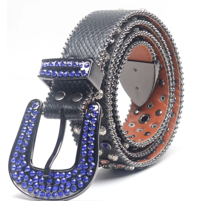 Factory Wholesale Leather Western Punk Inlay Decoration Genuine Belt
