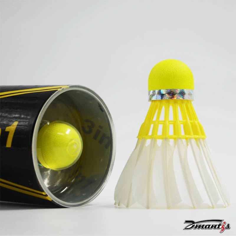 3en1 suministro de fábrica clase a pluma de ganso shuttlecock Color amarillo La más duradera estable Dmantis D51 velocidad de cierre