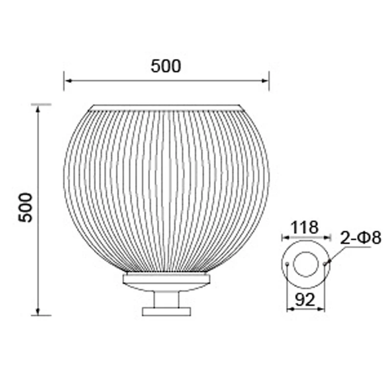 Iluminação de exterior Solar de forma esférica Jardim relvado o LED de luz de iluminação de pilar central