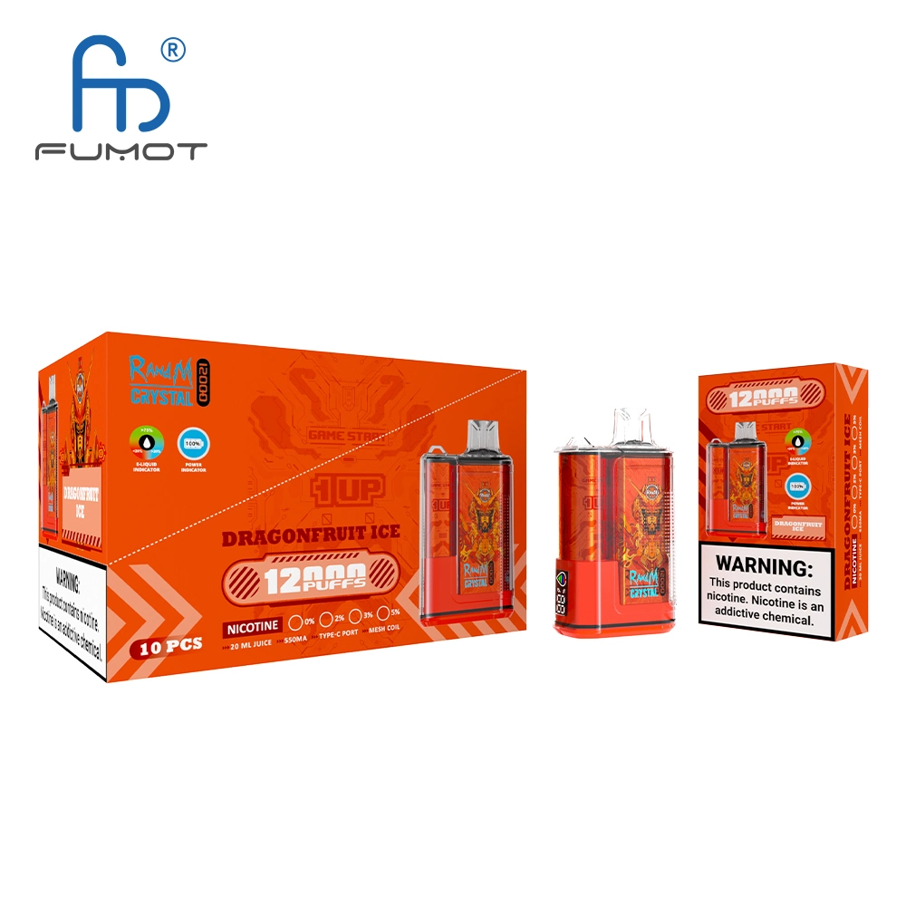 Original Fumot Crystal 12000 Puffs Vapen Einweg Vape 20ml vorgefüllt 0% 2% 5% kein Leck 12K Puff Bar Mesh Spule Wiederaufladbare Großhandel/Lieferant 12000 E Zigarette