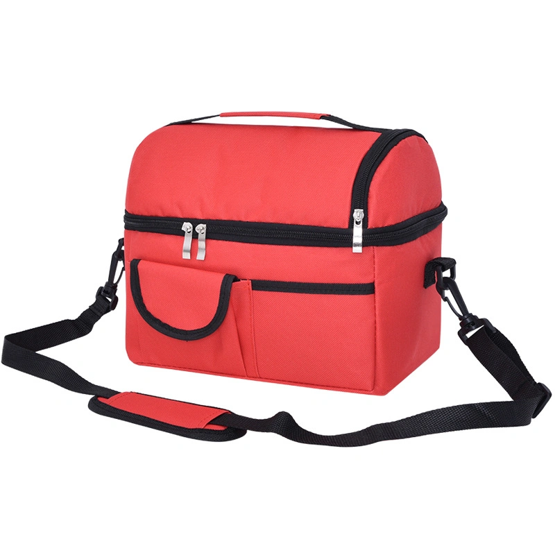 Portable Double Layer Storage Insulation Lunch Bag Messenger Cooler Bag for Food Cooler Tote Bag