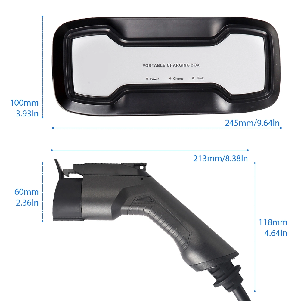 10A Portable Charger Box for Electric Vehicle Charging with Type 1 Plug BS Outlet Standard