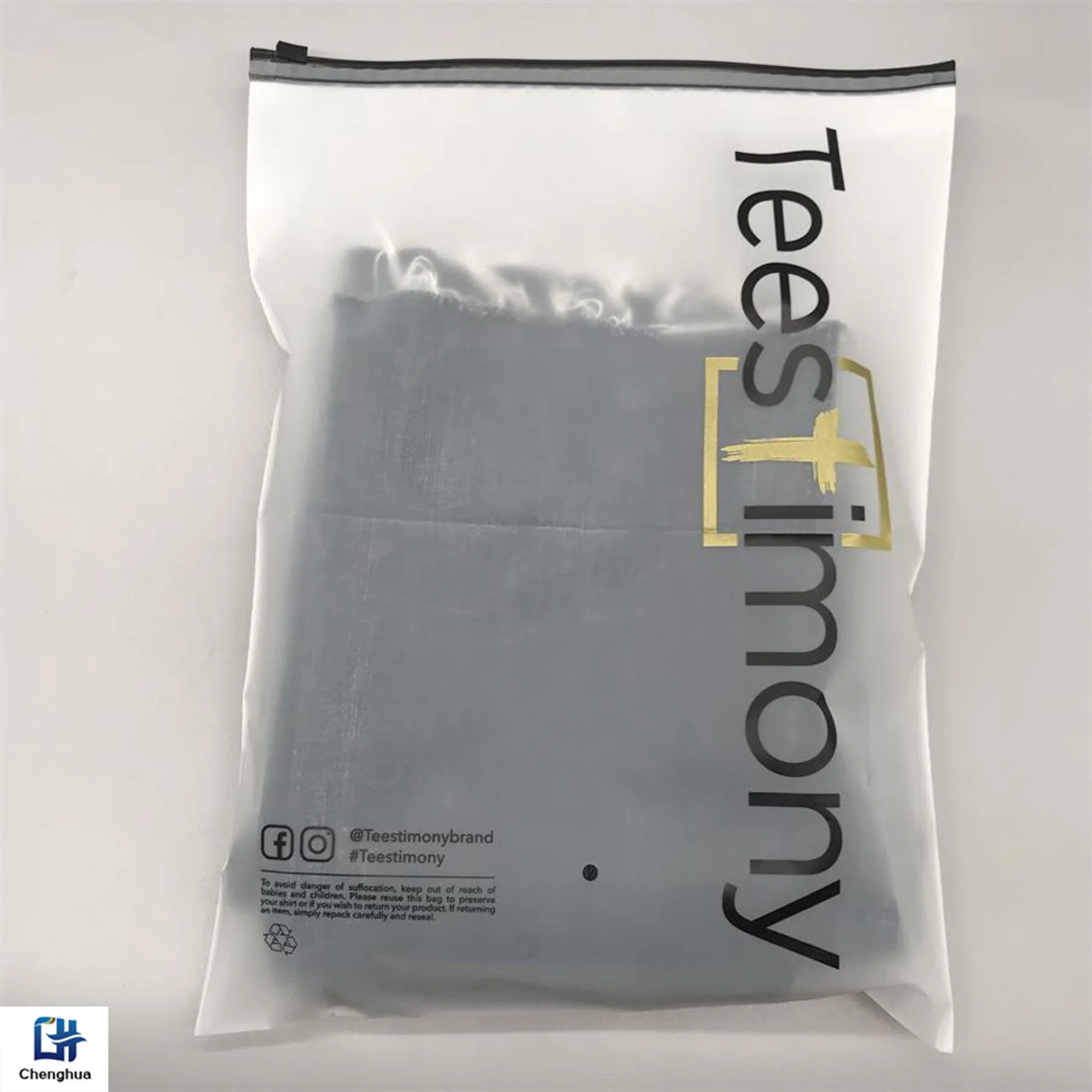 Translucent PVC Clear Plastic Bags Custom Logo Frosted Poly Zipper Bags for Clothes Shoes Packaging