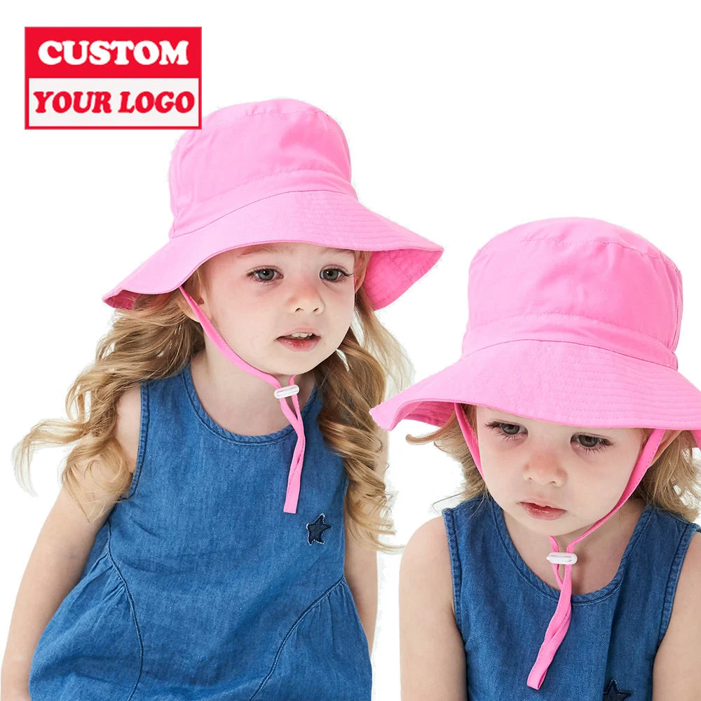 Summer Beach Children Fisherman Bucket Hats for Kids with String