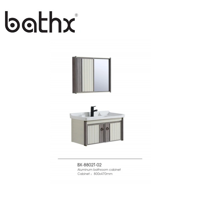 Hot Sale Space Aluminium Bathroom Mirrored Cabinet with Ceramic Basin