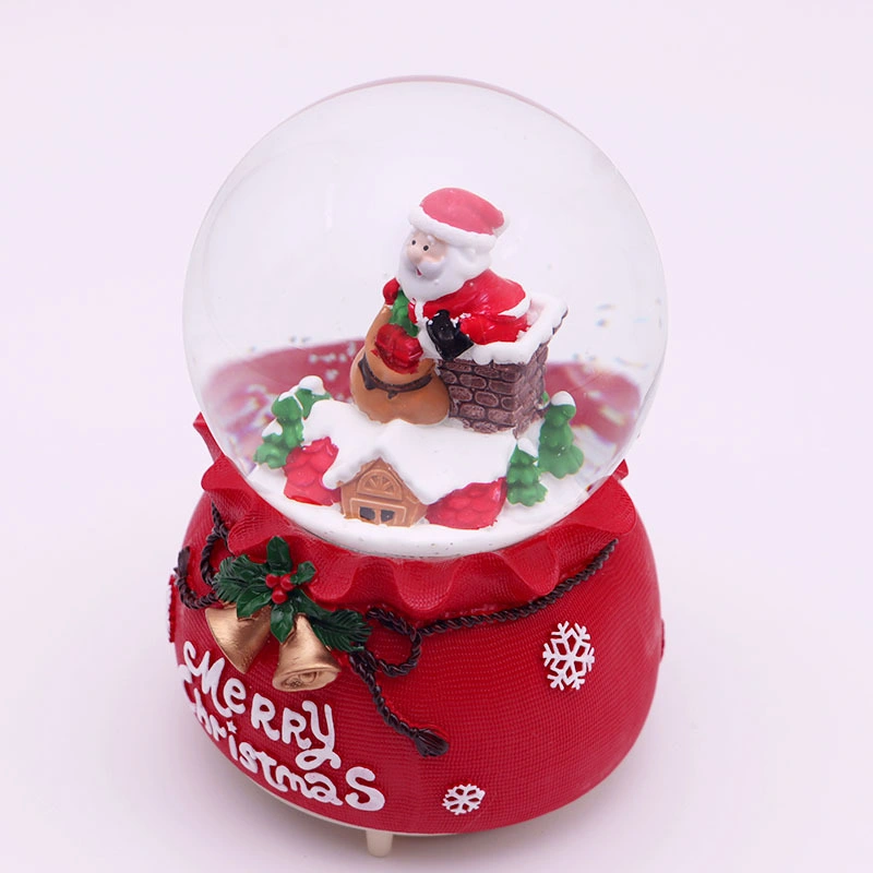 Santa Claus Caja de Música de bola de cristal giratoria brillante regalo de Navidad