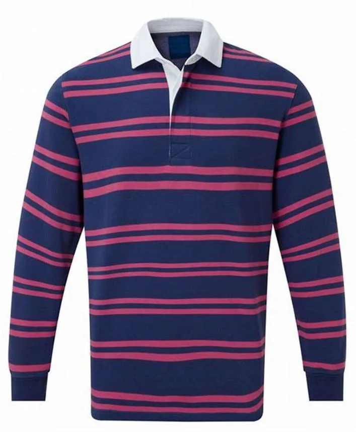 Custom Long Sleeve Striped Cotton Rugby Shirt Knitted Rugby Jersey