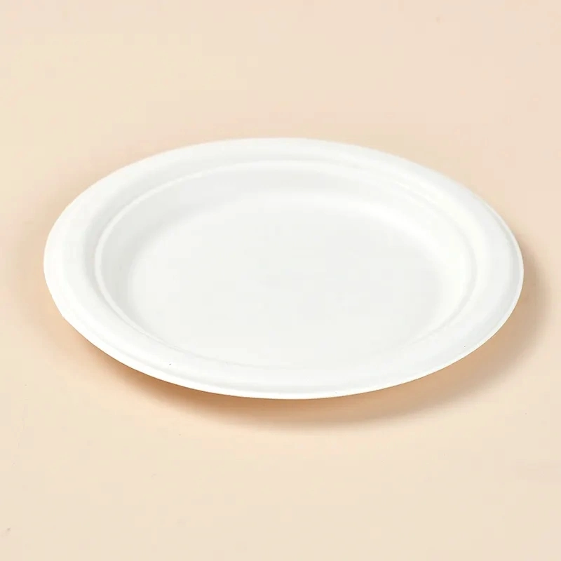 Disposable Biodegradable Plates Sugarcane Bagasse Paper Pulp Mould 6 Inch Plates