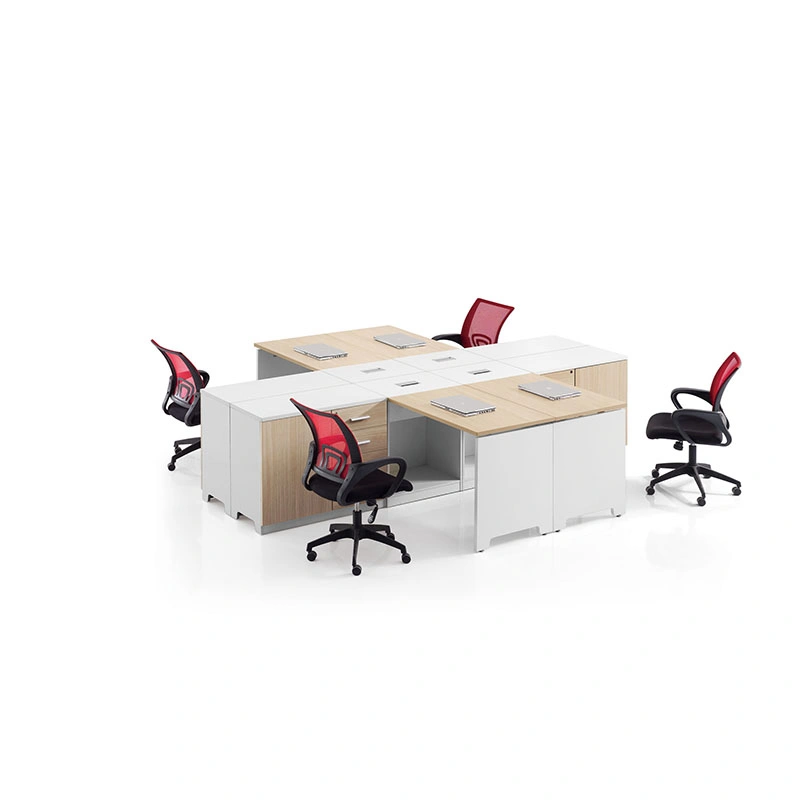 Commercial Office Furniture 4 Person Office Workstation L Sharp Partition Furniture Computer Desk