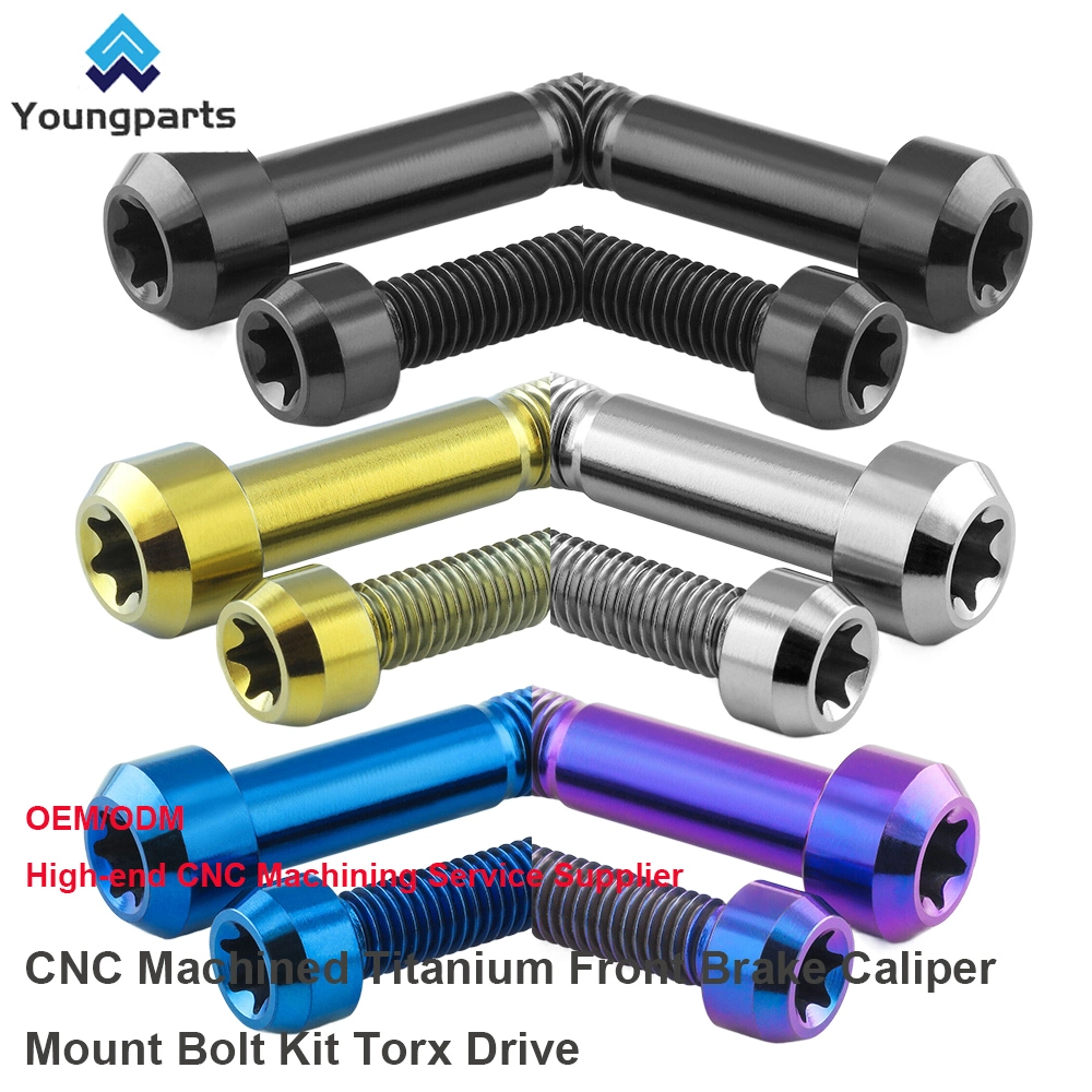 CNC Turned Titanium Front Brake Caliper Mount Bolt Kit - Optimized for Precision and Performance