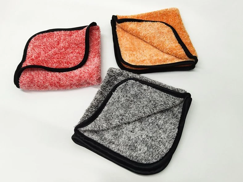 390GSM 35*35cm Microfiber Coral Fleece Cationic Cleaning Scouring Pad Absorbent Car Wash Towel Double-Sided Household Textile