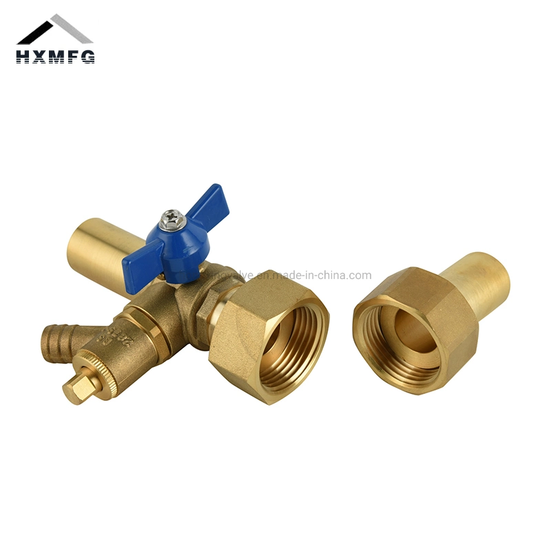 Compression End Female Thread Unit Butterfly Handle Brass Drain off Cock Ball Valve