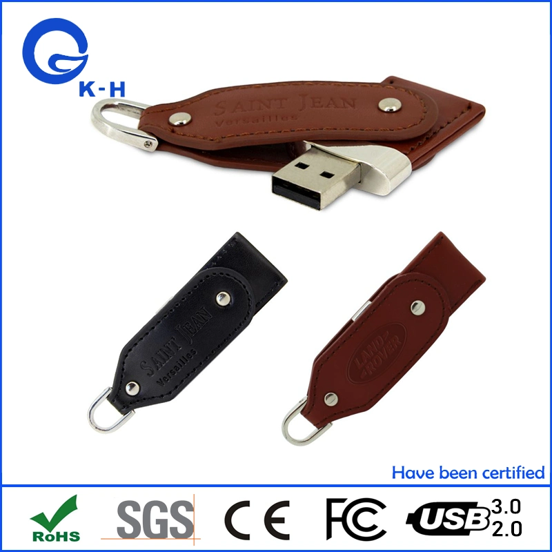 Customized Logo Pendrive Leather USB 3.0 Flash Drive Wedding Gift