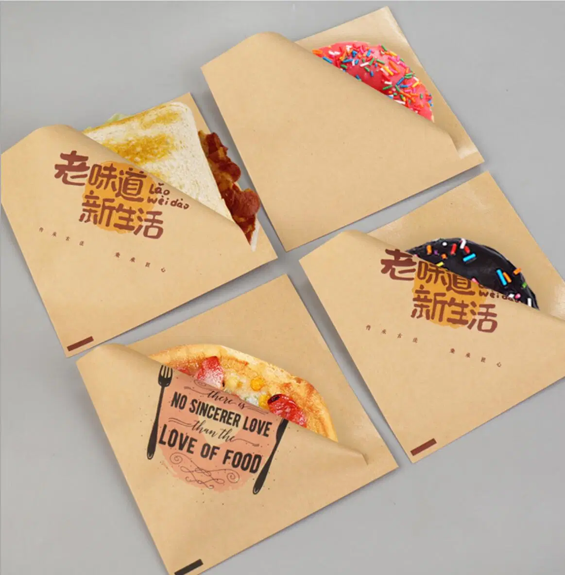 Los Chips de embalaje de artesanía personalizada bolsa de papel Kraft Cookie