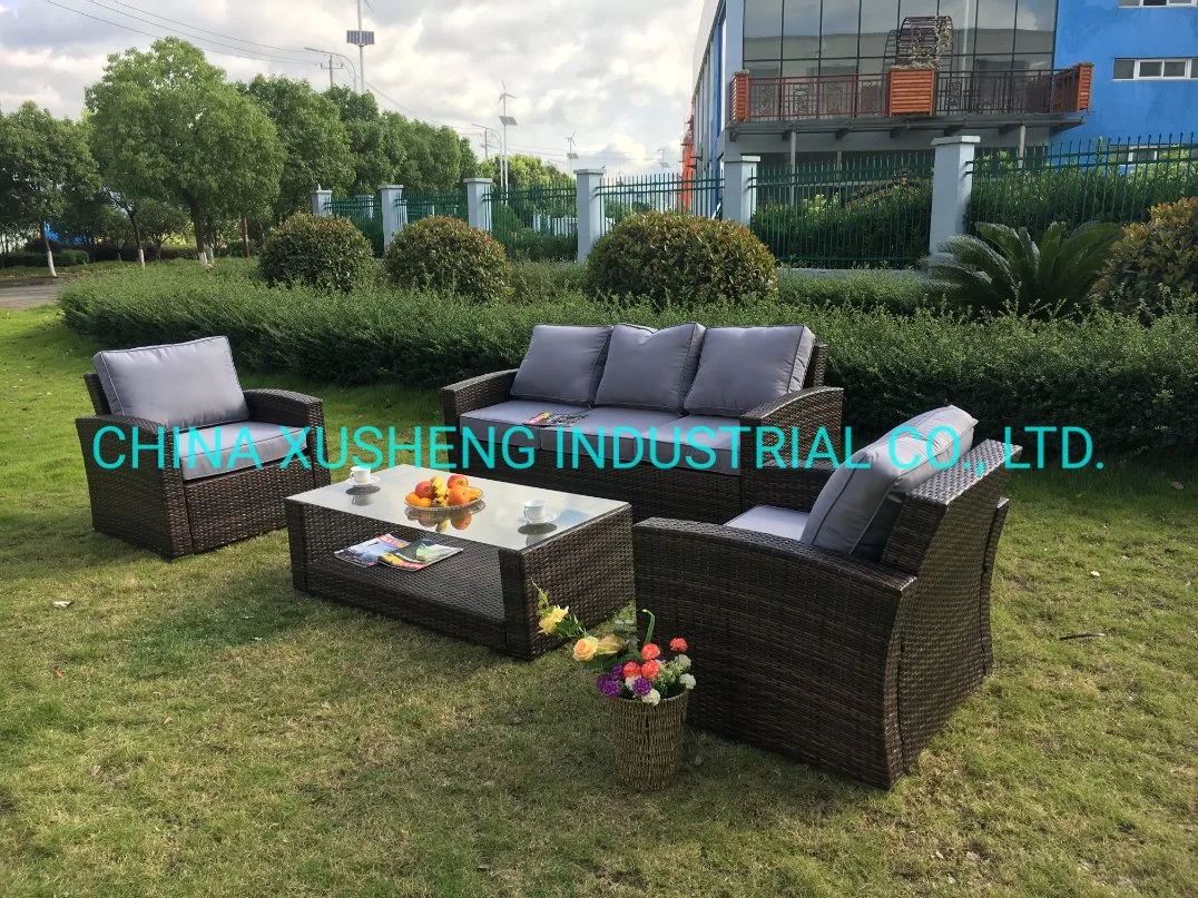 Outdoor Sofa Wicker Furniture with Table Steel Frame