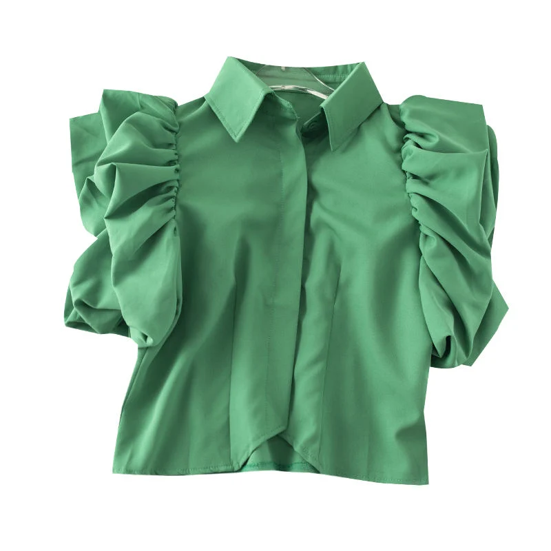 Boutique Wholesale/Supplier Summer New Lapel Solid Color Wild Cotton Fashion Casual Short Sleeve Women Shirts