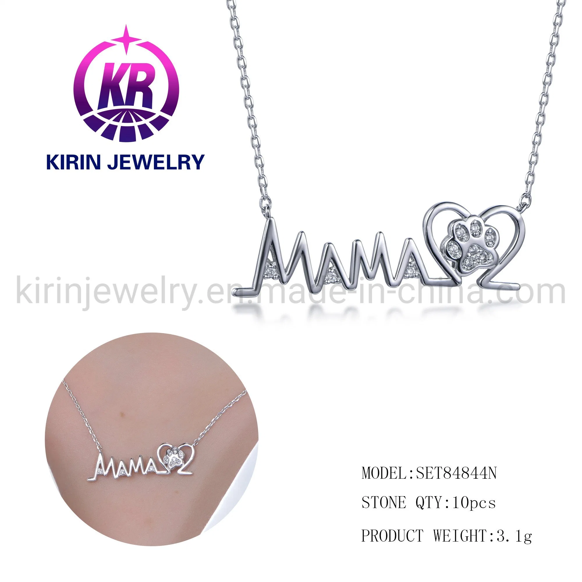 هدية مثالية للطوق الأم De Mama NeckLace White Gold ماما Letter NeckLace Mom 925 Sterling Silver Name Letter مسمي خطاب قلادة