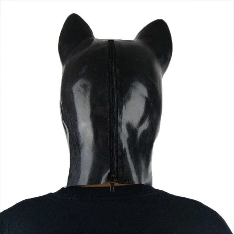 Bondage Restraint Bdsm Fully Enclosed Natual Latex Headgear Sex Head Hood with Zipper Fetish Mask Hood