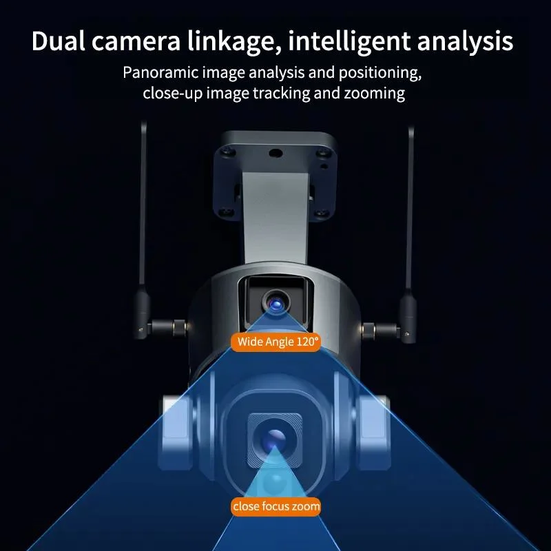 10X WiFi Cámara Solar inalámbrica Dual Lens 4K Zoom óptico Con Panel Solar Humanoid Tracking Seguridad PTZ