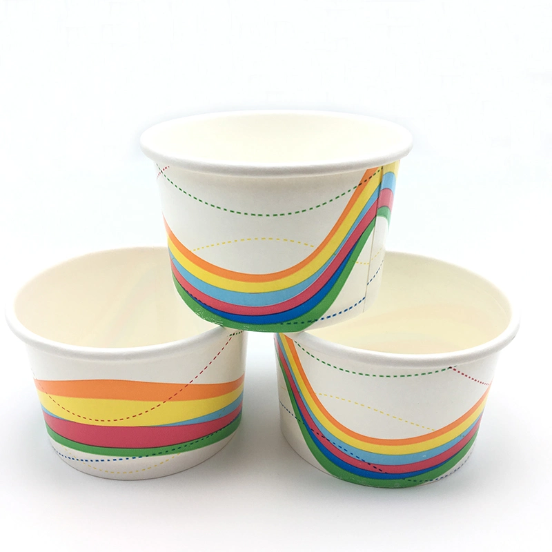 Ice Cream Yogurt Cup with Logo Printed, Disposable Paper Ice Cream Cup with Lid