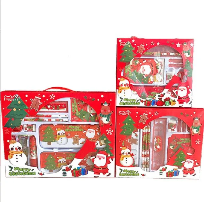 Christmas Stationery Gifts Set Party Favors Includes Christmas Card Pencil Pens Pencil Sharpener Eraser Ruler Sticky Note Stickers