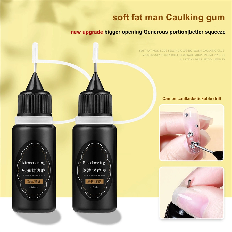 Nail Art New Soft Fat Man Edge Sealing Glue No-Wash Caulking Glue Vigorously Sticky Rhinestone Glue Nail Shop Special Nail Gel