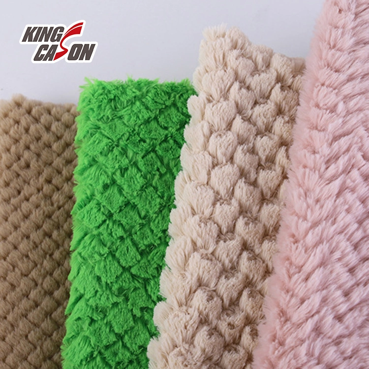 Polyester Kingcason à vendre à chaud un côté brosse jacquard 1 cm faux Tissu en fourrure pour tapis couverture