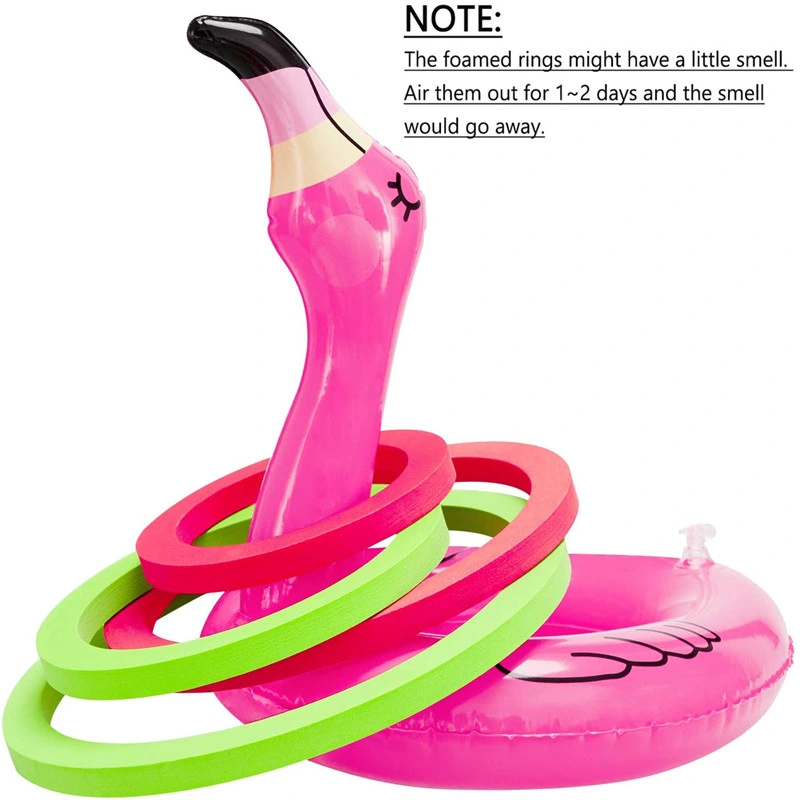 Novos artigos de artigos de festa da piscina para criança com enchimento insuflável de design Decorações Luau Multi Use Flamingo Ring Toss Game