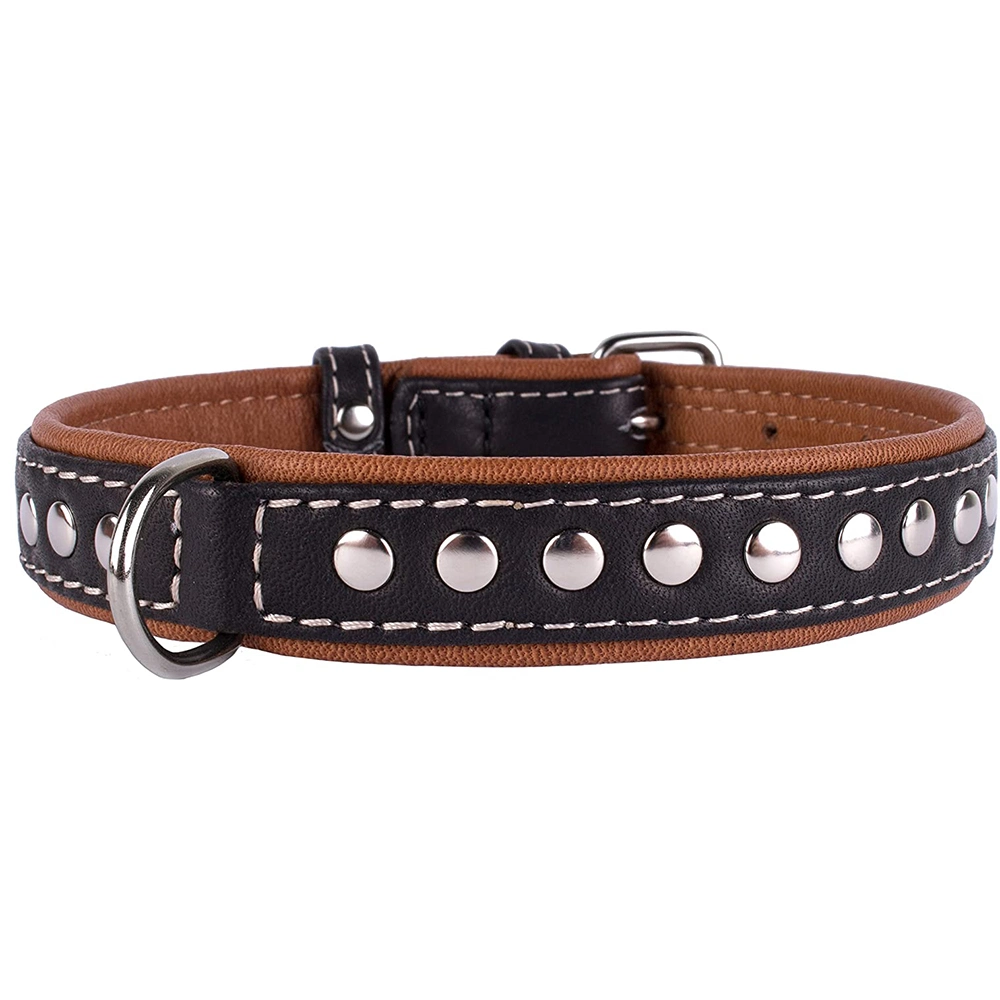 Durable Adjustable Rivet Leather Pet Dog Collar