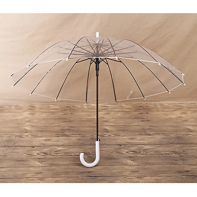 Factory Wholesale Customized Logo Print Clear PVC Umbrella 14K Automatic Transparent Poe Material Rain Umbrella Kids