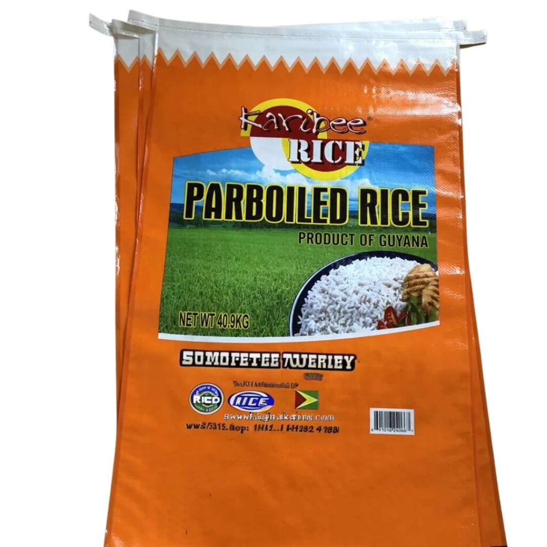 Saco de plástico à prova de água certificado BRC de 10 kg 50 kg, BOPP, impresso a várias cores Saco para embalagem de farinha de arroz