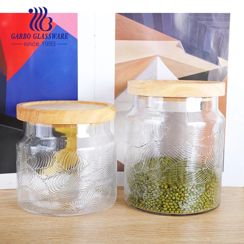 Fresh Clear Glass Storage Jars with High Quality Wooden Lids