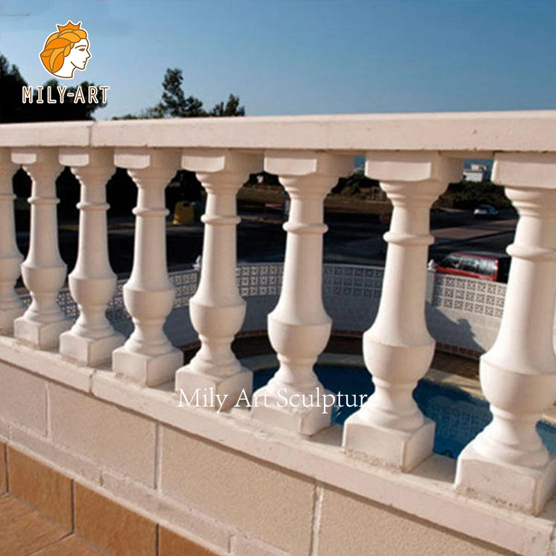 Outdoor Stair Carved Stone Railing White Marble Balustrade