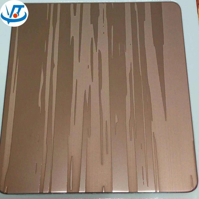 Rose Golden Finish Etched Stainless Sheet 201 304 with PVC Film