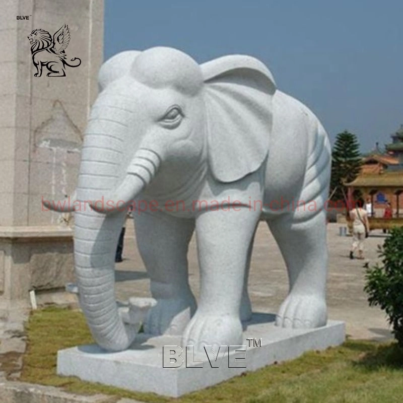 Entry Way Garden Hand Carved Stone Fengshui Animal Marble Elephant Statues Sculpture