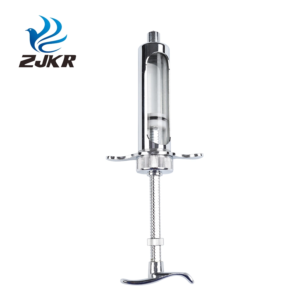 Zjkr Cattle Cow Brass Injectior Metal Syringe with Luer-Lock for Livestock