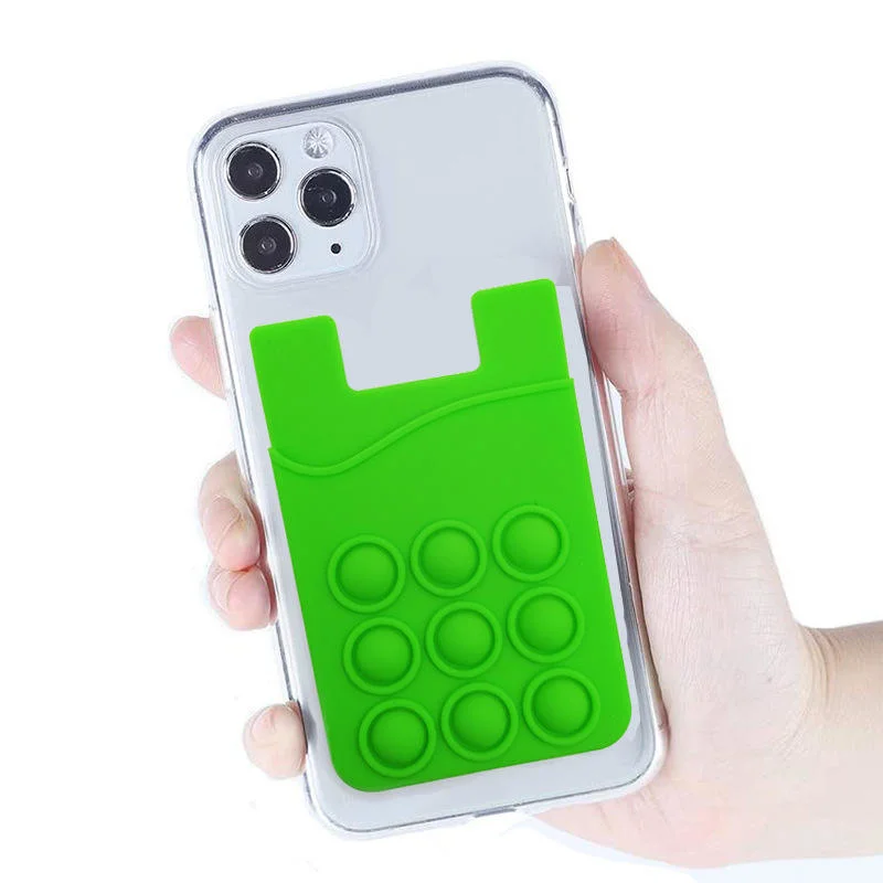 Cartão de crédito com elástico elástico de bolso duplo para telemóvel em silicone ID Suporte autocolante suporte de cartão Universal para bolsa