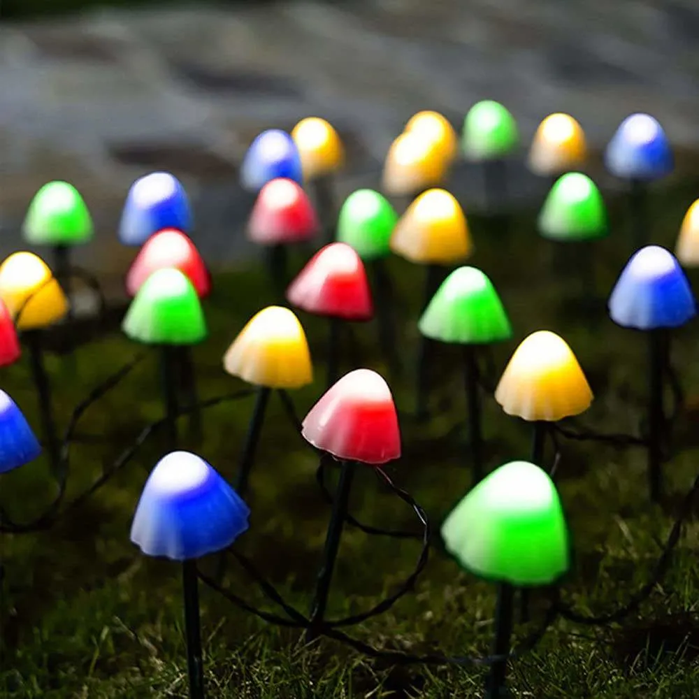 LED Mushroom impermeável Christmas Garden decoração paisagem String luzes