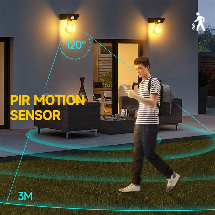 COB la iluminación exterior impermeable del sensor de movimiento de las luces solares de Jardín Decoración Lampara de pared