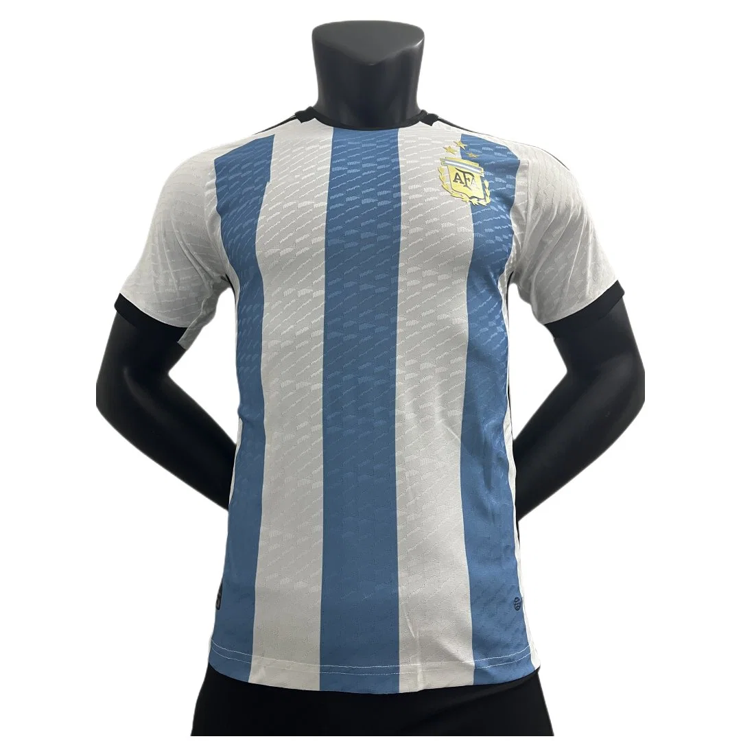 2022 3 estrelas Argentina Home Messi Player Edition Soccer Jersey Camisola de futebol