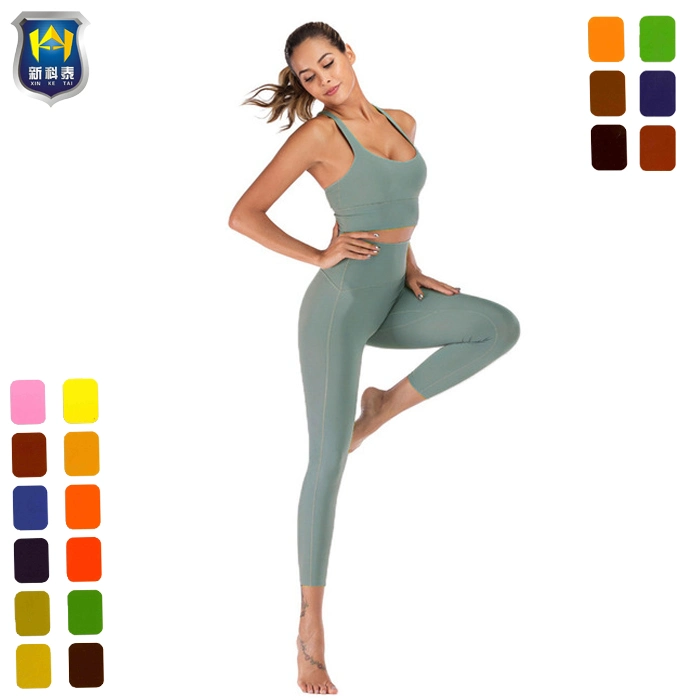 Cintura alta Gimnasio Workout Naked-Feels ropa deportiva de 2 piezas Conjunto polainas de Yoga