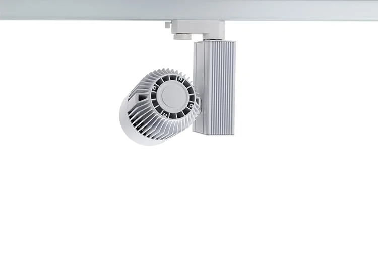 Projecteur LED commercial monté sur rail, type 30W, plafond SPOT LED À tête mobile réglable COB réglable