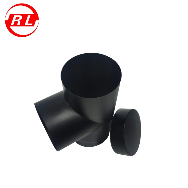 Black Single Wall Stainless Steel Tee Chimney Pipe