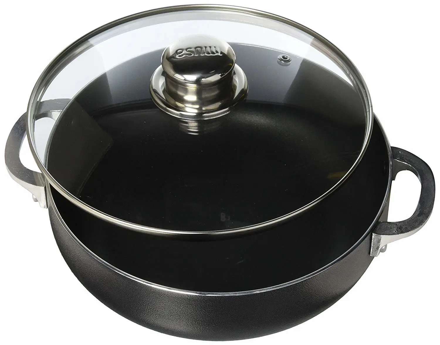 Nonstick Charcoal Caldero Dutch 3.2-Quart Capacity Glass Lid Oven Black