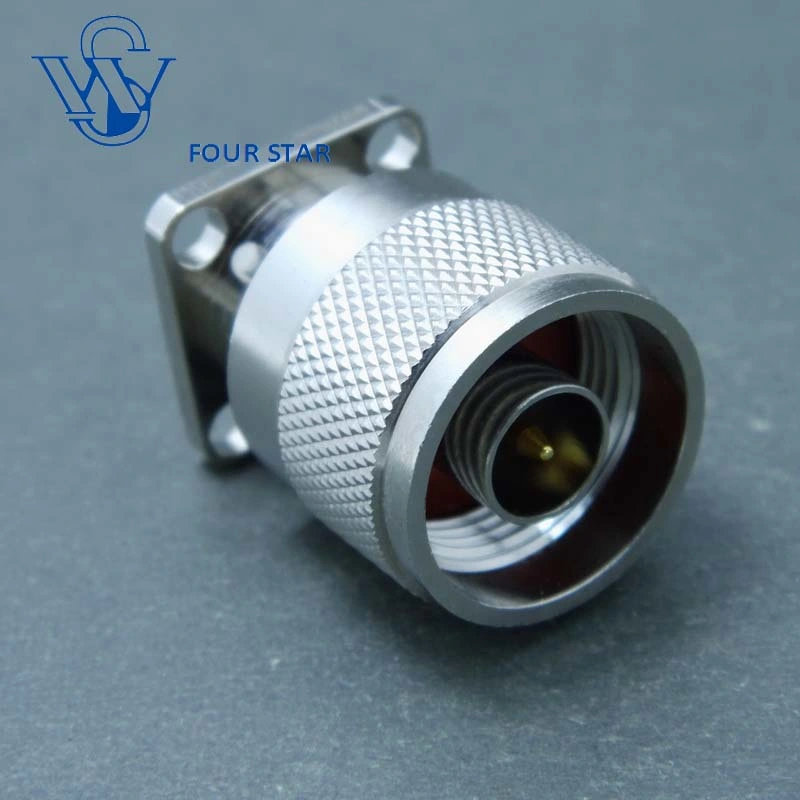 17.5mm Sq Flange Electrical Waterproof Male Plug RF Coaxial N RF Coaxial Connector 0.2-2mm Tab Pin