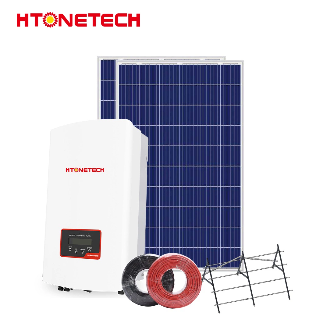 Htonetech Solar Invertor Hybrid Dual Face System 400W Full Black Paneles solares Original Factory 8kW 10KW 15kW 200 kW on Sistema de energía solar de la red